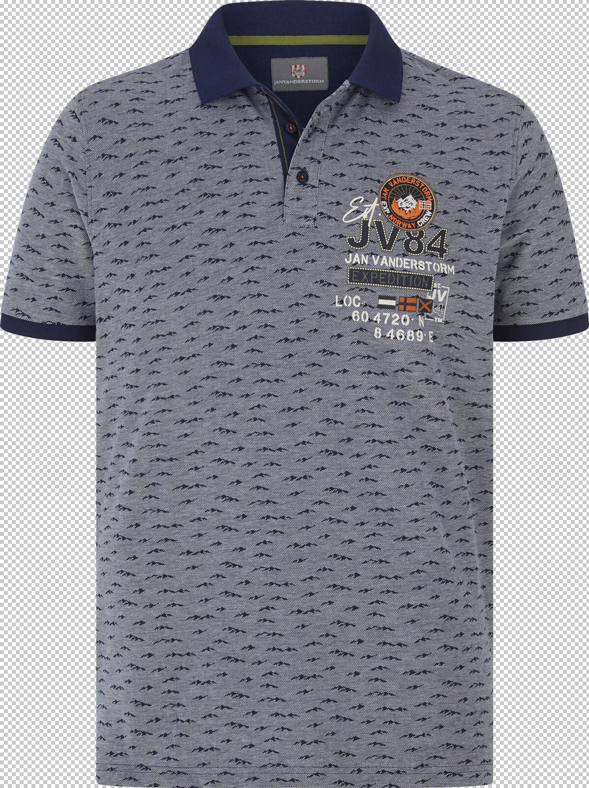 Jan Vanderstorm Poloshirt HALVESEN blau gemustert