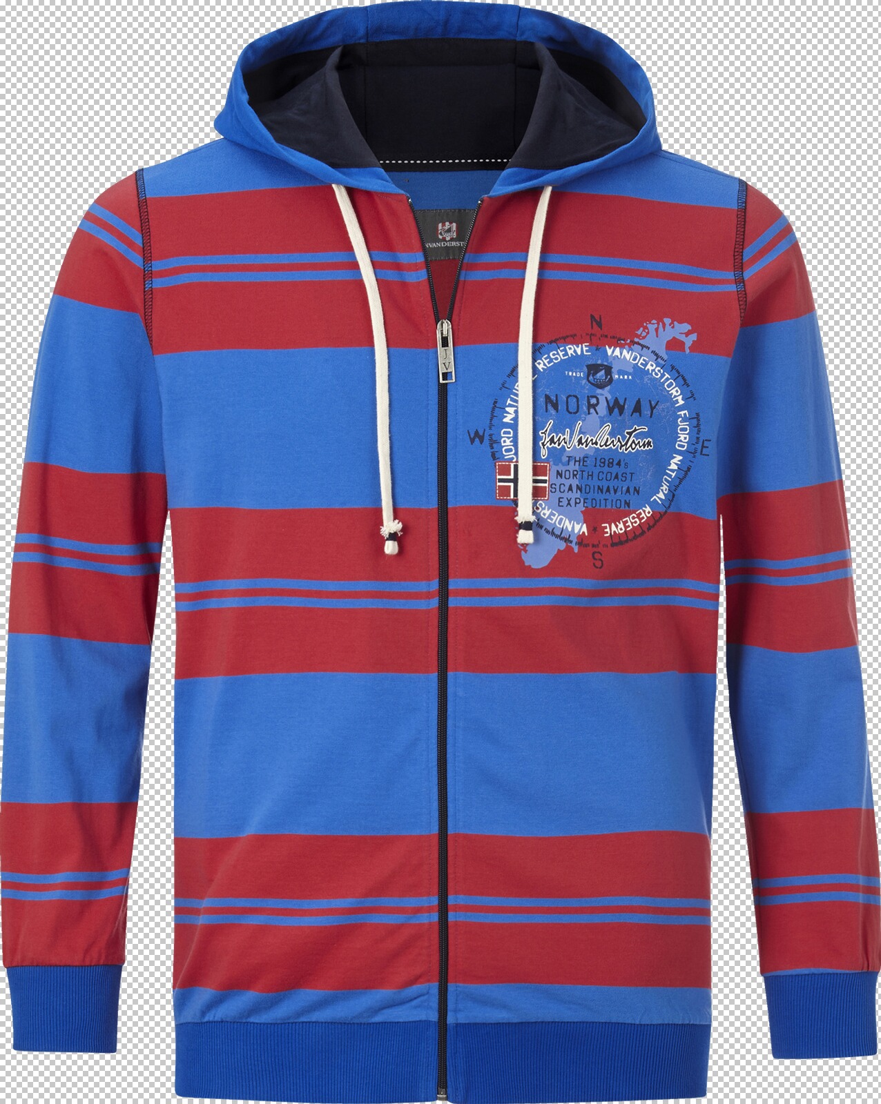 Jan Vanderstorm Sweatjacke WISHART rot blau gestreift