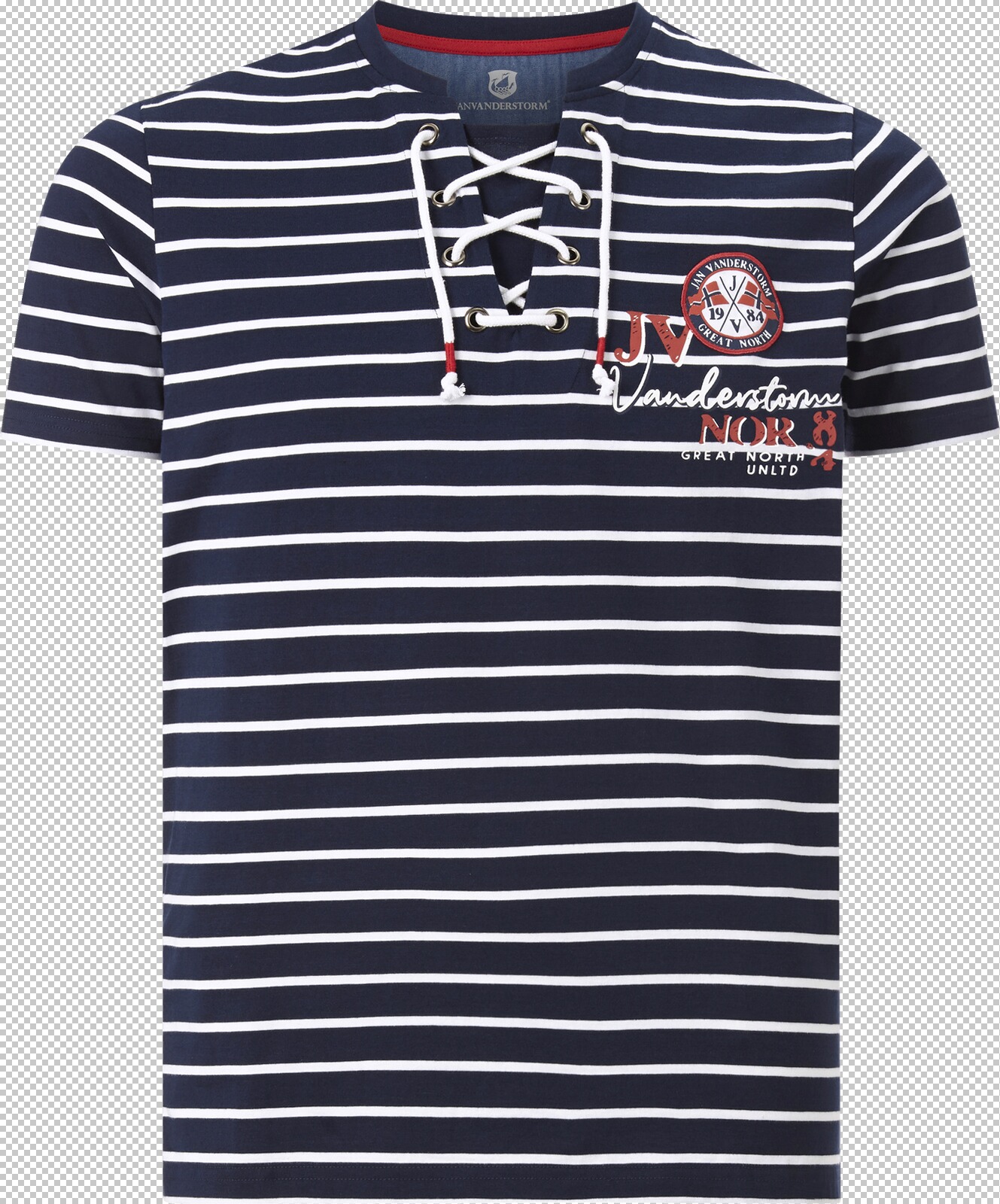 Jan Vanderstorm T-Shirt ARBOGAST dunkelblau gestreift