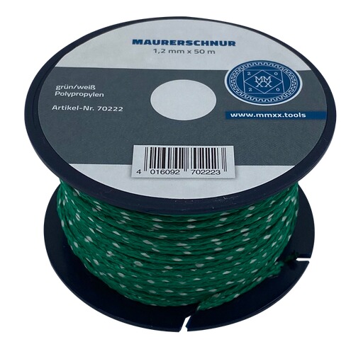 Lot-Maurerschnur/Polyester Flechtkordel 1,2 mm | grün/weiß
