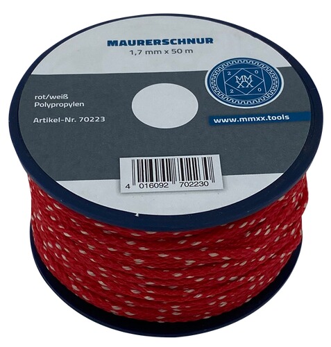 Lot-Maurerschnur/Polyester Flechtkordel 1,7 mm | rot/weiß