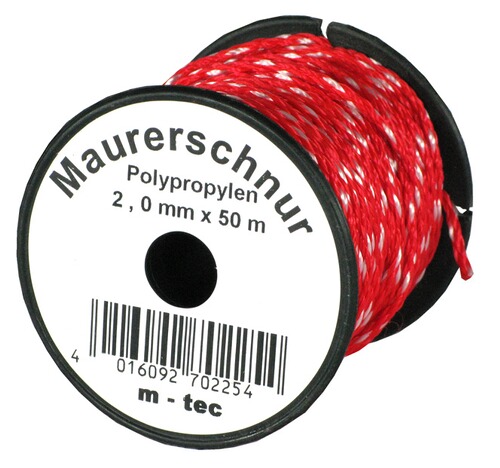 Lot-Maurerschnur/Polyester Flechtkordel 2 mm | rot/weiß
